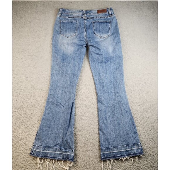 ROCK & ROLL Cowgirl Jeans Womens 32 Curvy Trouser Mid Flared Leg Bell Western - Picture 3 of 14